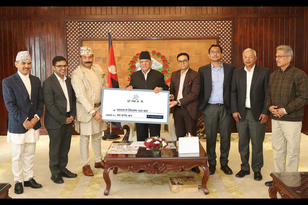 Surya Nepal donates Rs 14 million assistance to quake survivors